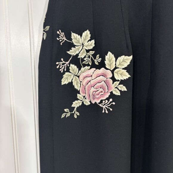 Maggy London Lined Sheath Dress Size 8 Black Elegant Floral Embroidered Wedding - Picture 15 of 15